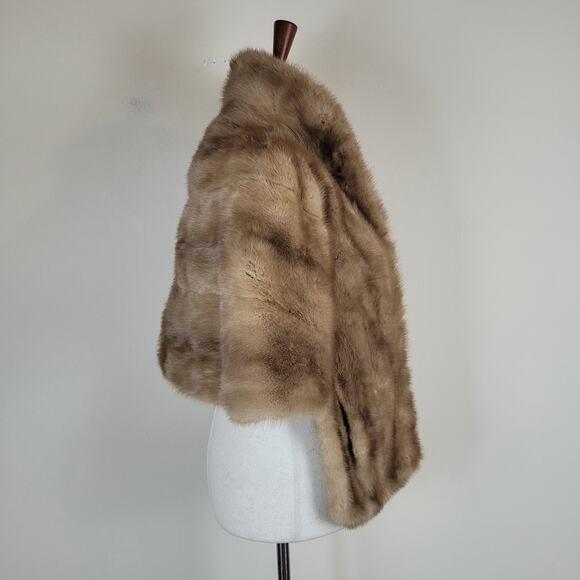 Vintage EMBA Royal Quality Pastel Natural Brown Mink Shawl Stole Wrap Cape Fur - Picture 3 of 10